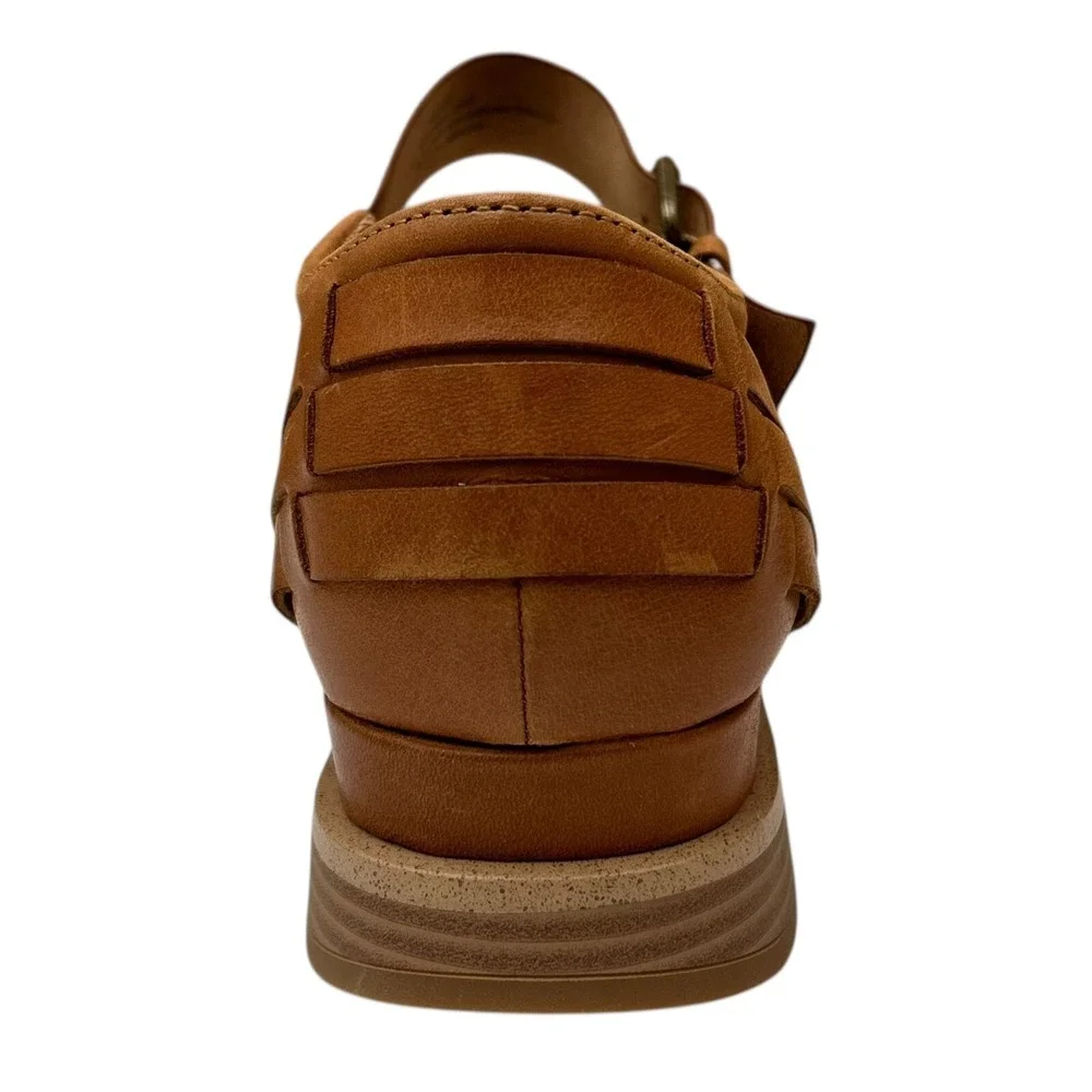 Comfortiva Marina Women's Leather Wedge Sandal‎ Size 8 Wide Brown Open Toe Shoes